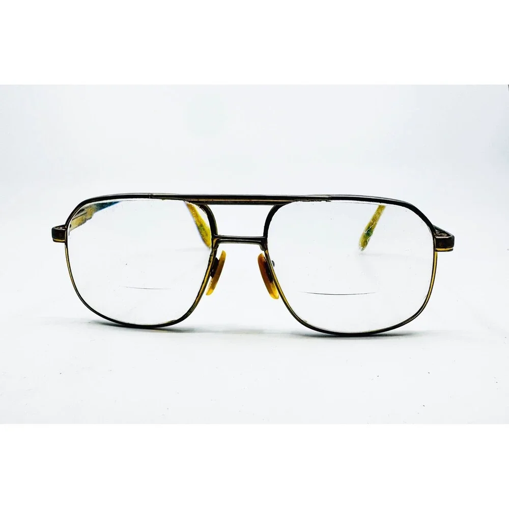Titmus Eyeglasses Mens Gold Black PC250 TO Z87 Aviator Double Bridge 54-16